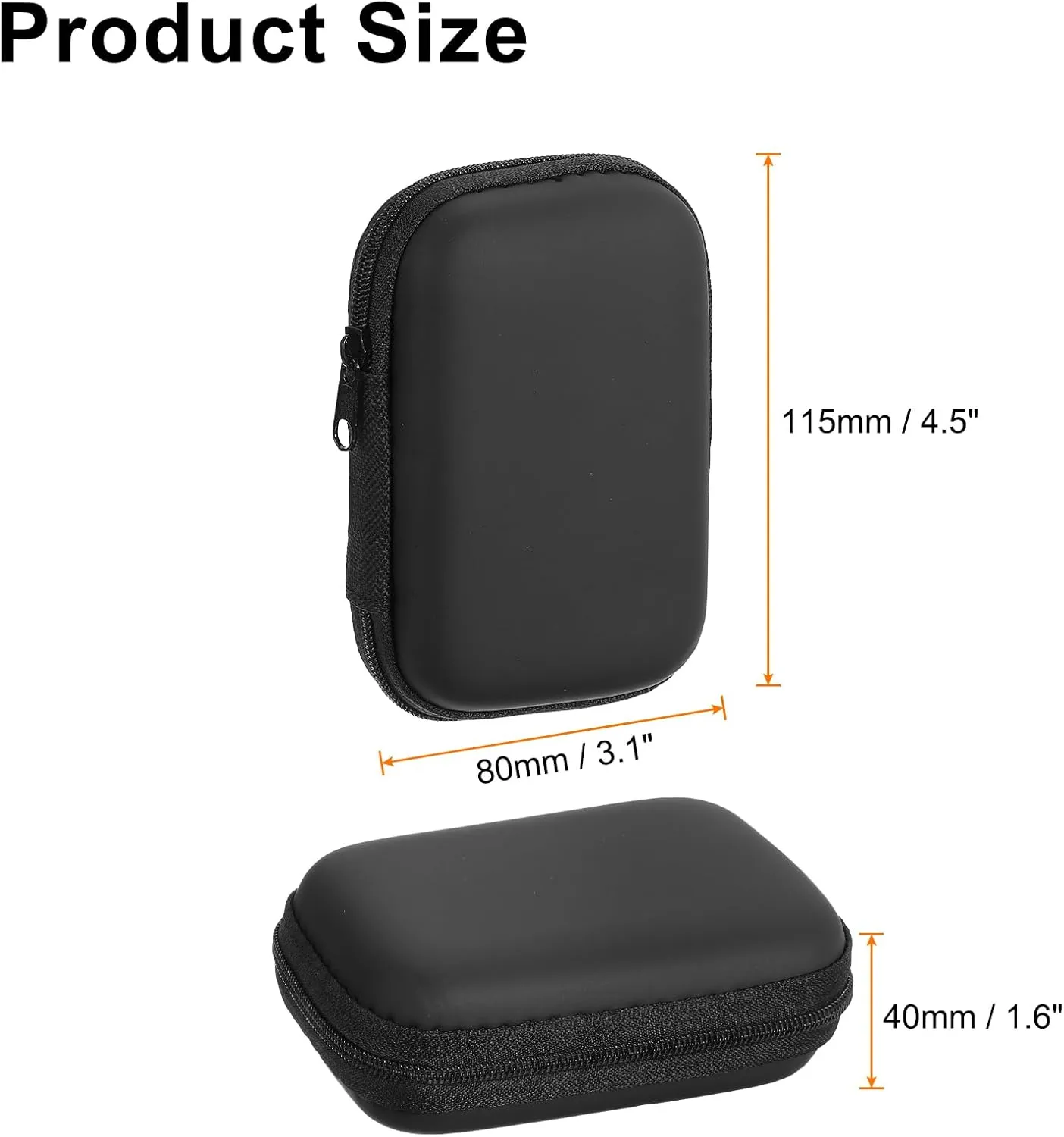 HARFINGTON Earbuds Cases, Wired Earphone Case Holder, EVA Ear Buds Case Zipper Organizer Small with Mesh Pocket for USB Cable, Earphones, Black