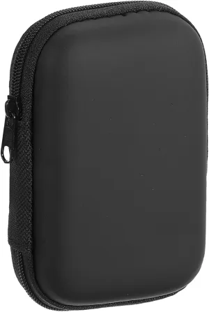HARFINGTON Earbuds Cases, Wired Earphone Case Holder, EVA Ear Buds Case Zipper Organizer Small with Mesh Pocket for USB Cable, Earphones, Black