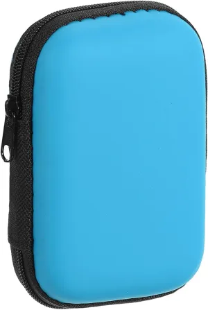 HARFINGTON Earbuds Cases, Wired Earphone Case Holder, EVA Ear Buds Case Zipper Organizer Small with Mesh Pocket for USB Cable, Earphones, Blue
