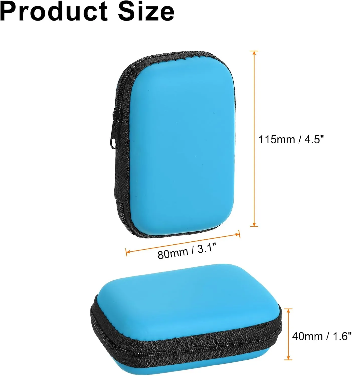 HARFINGTON Earbuds Cases, Wired Earphone Case Holder, EVA Ear Buds Case Zipper Organizer Small with Mesh Pocket for USB Cable, Earphones, Blue