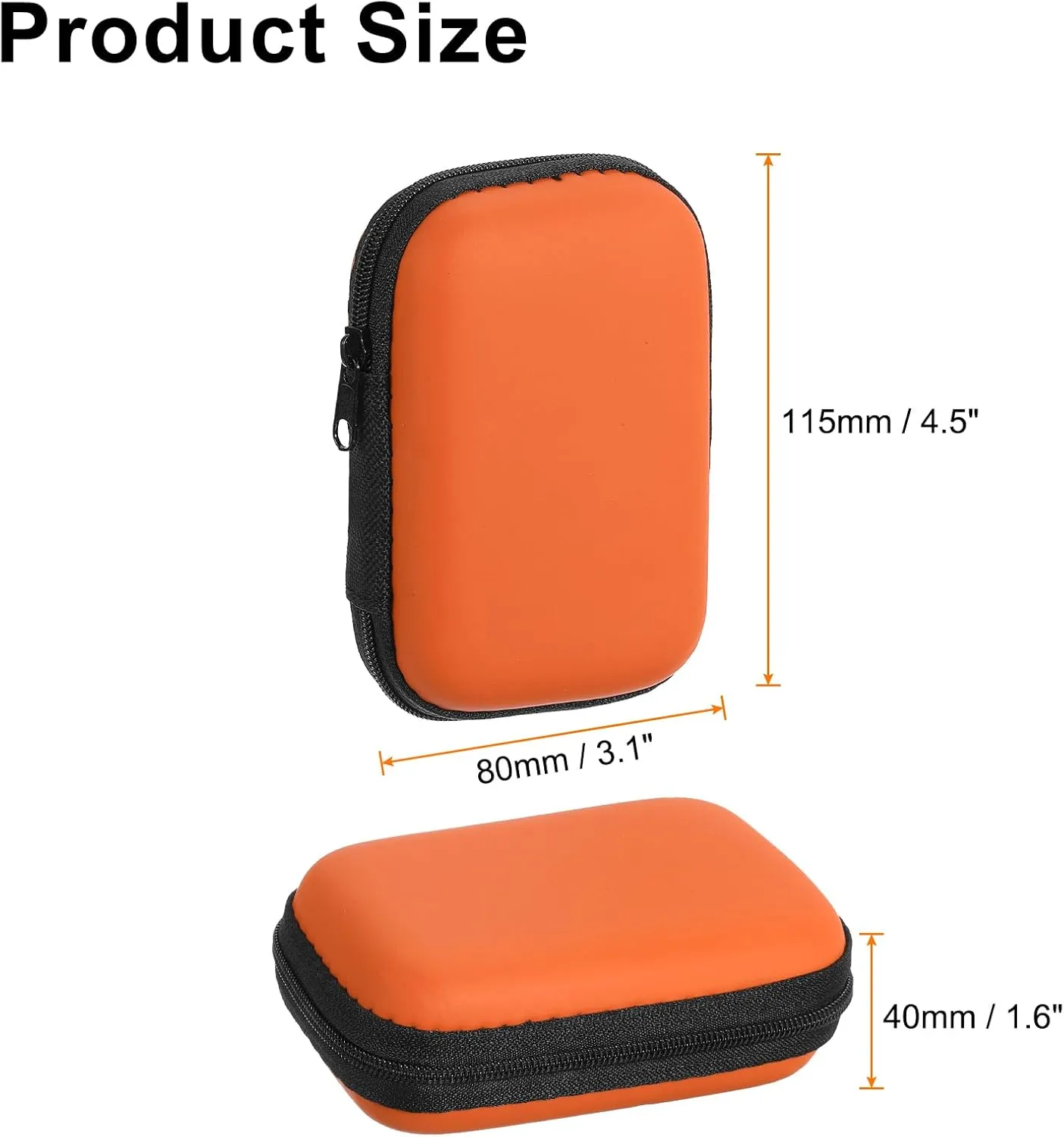 HARFINGTON Earbuds Cases, Wired Earphone Case Holder, EVA Ear Buds Case Zipper Organizer Small with Mesh Pocket for USB Cable, Earphones, Orange