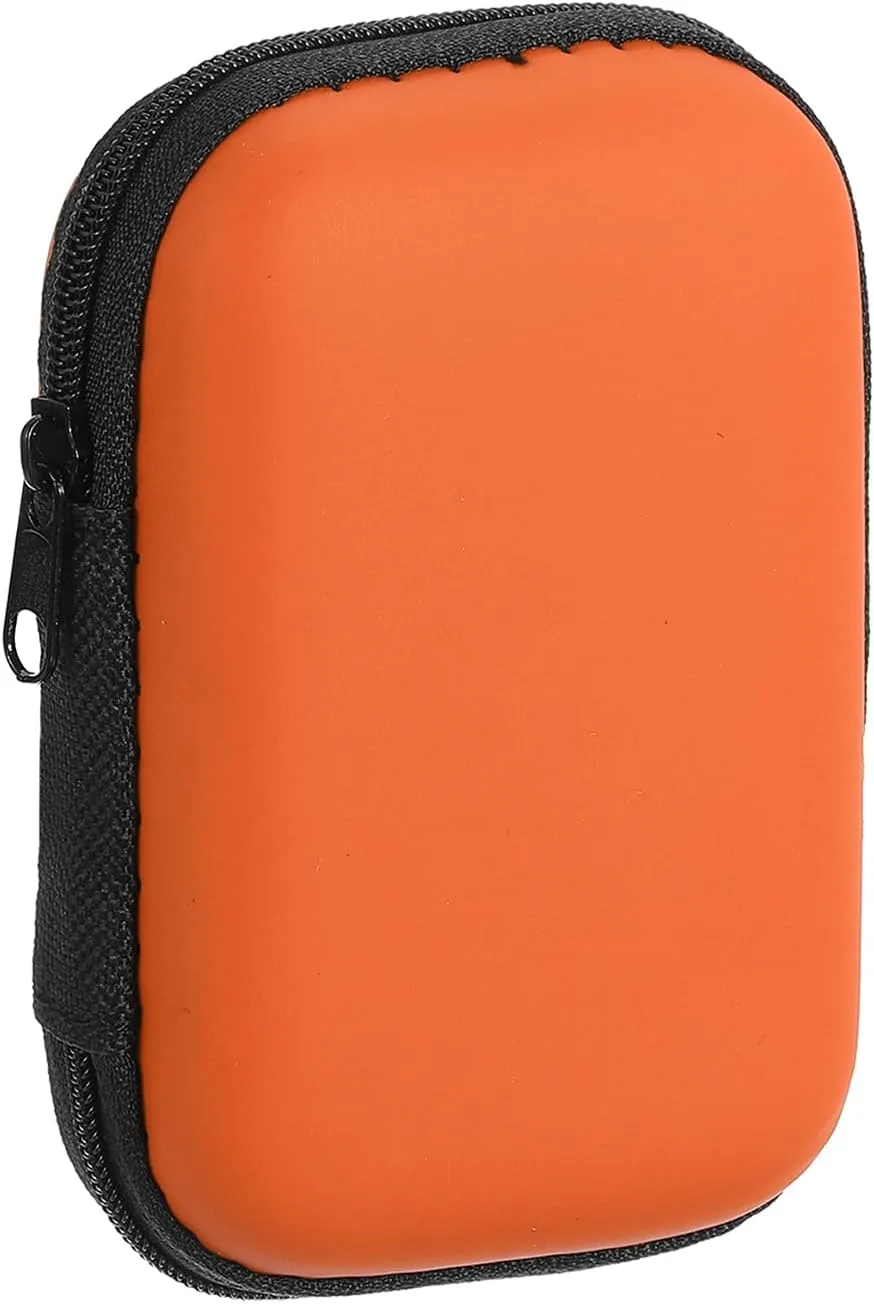 HARFINGTON Earbuds Cases, Wired Earphone Case Holder, EVA Ear Buds Case Zipper Organizer Small with Mesh Pocket for USB Cable, Earphones, Orange