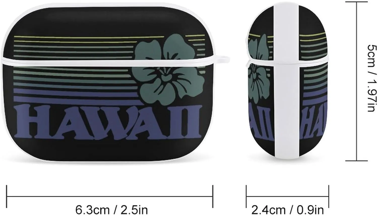 Hawaii Funny Compatible with Airpod Pro Case Cute Protective Hard Cover with Keychain White-Style