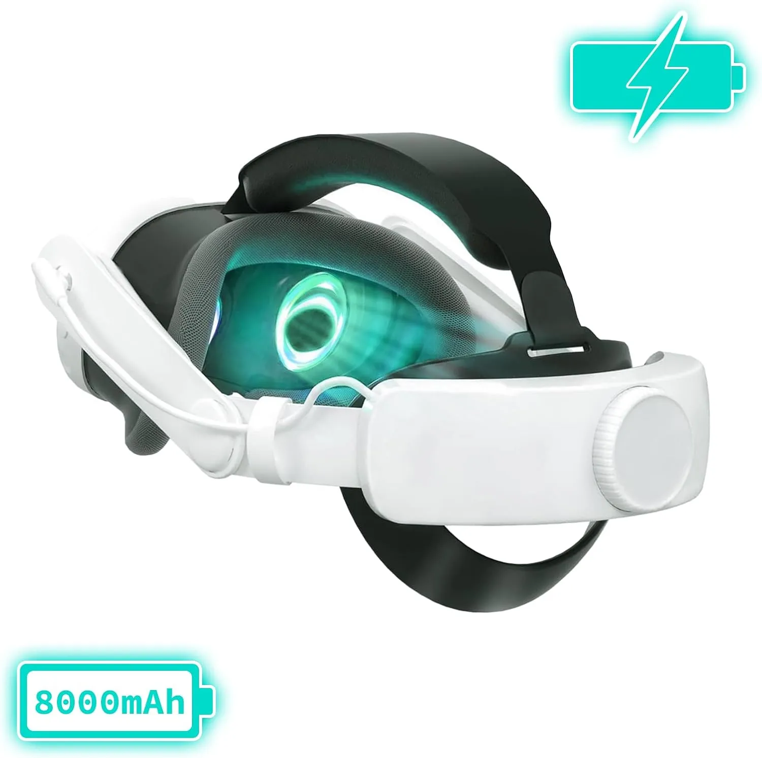 Head Strap for Meta Quest 3/3S with Battery 8000mAh Pack, Elite Head Strap 15W Compatible for Oculus Quest 3/3S with Battery, Rechargeable Adjustable VR Accessories Compatible