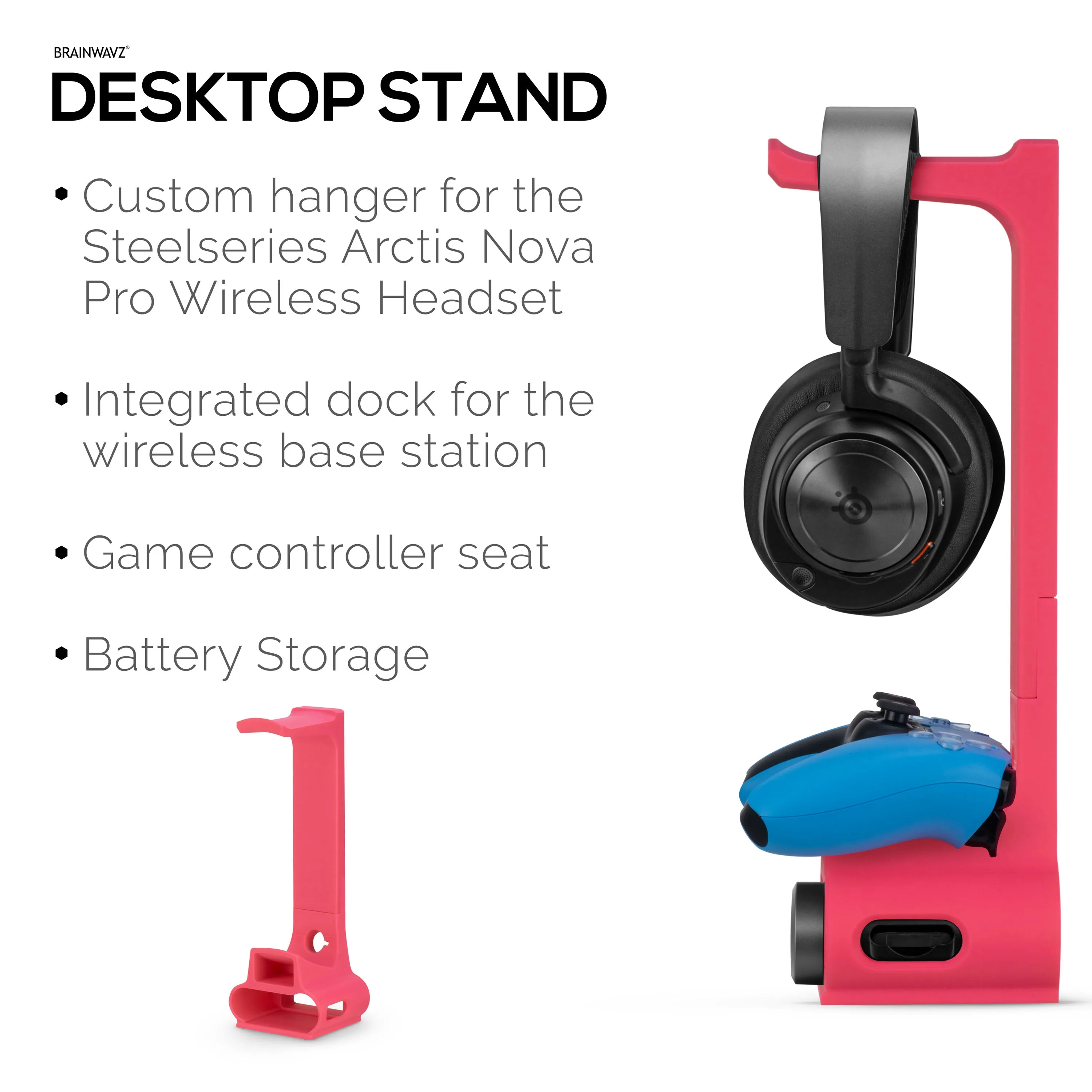 Headphone & Game Controller Stand Designed for Steelseries Arctis Nova Pro Wireless Headsets with Dock for the Wireless Base Station