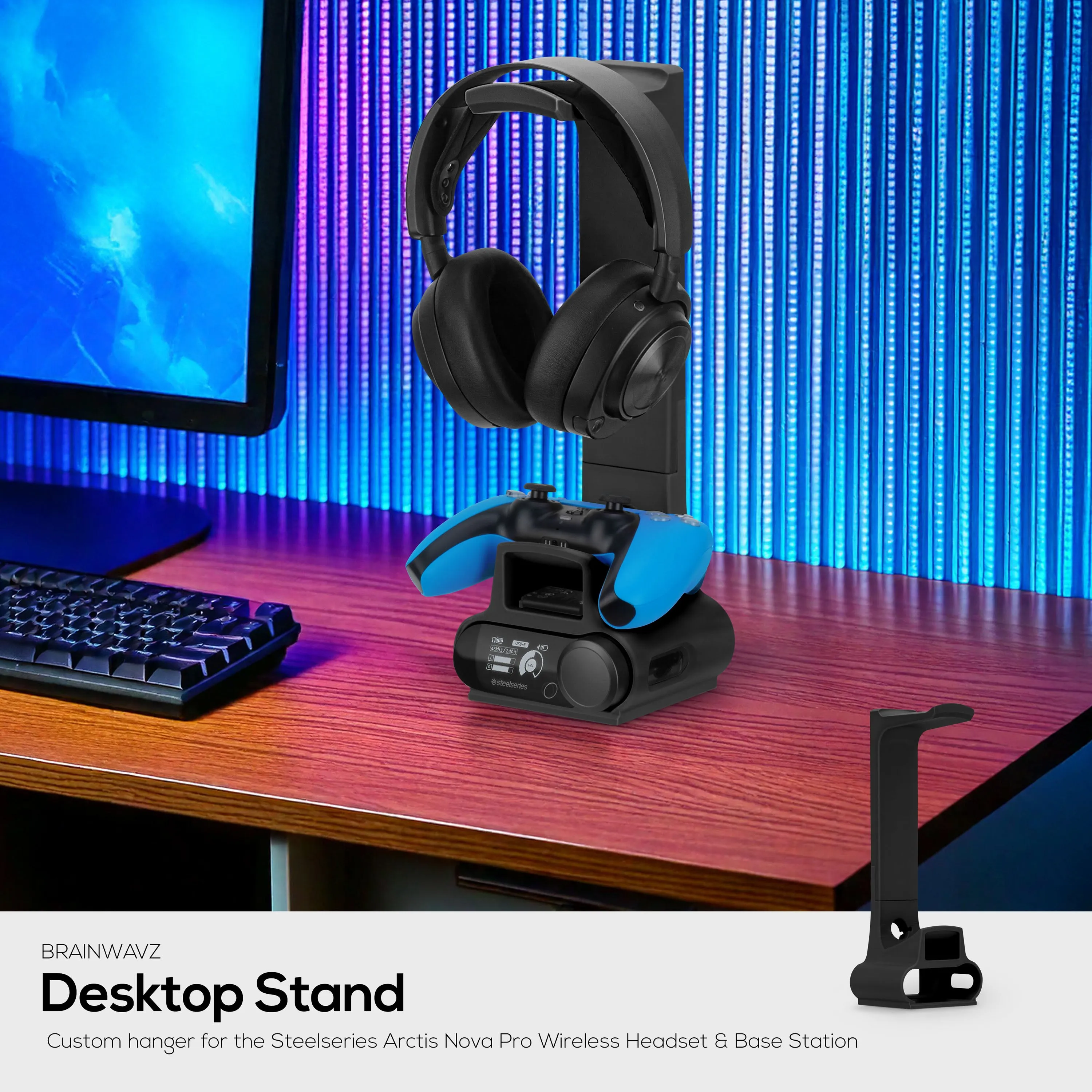 Headphone & Game Controller Stand Designed for Steelseries Arctis Nova Pro Wireless Headsets with Dock for the Wireless Base Station