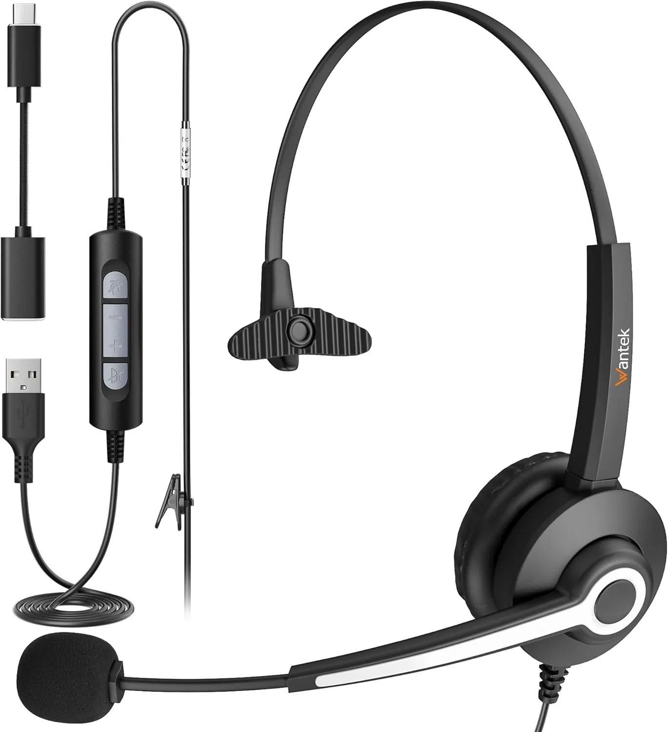 Headset wtih Mic, USB Headset with Microphone for PC, Computer Headset with Noise Canceling Microphone for Laptop, Wired Headset with Mute for Home Office Online Skype Zoom Meetings