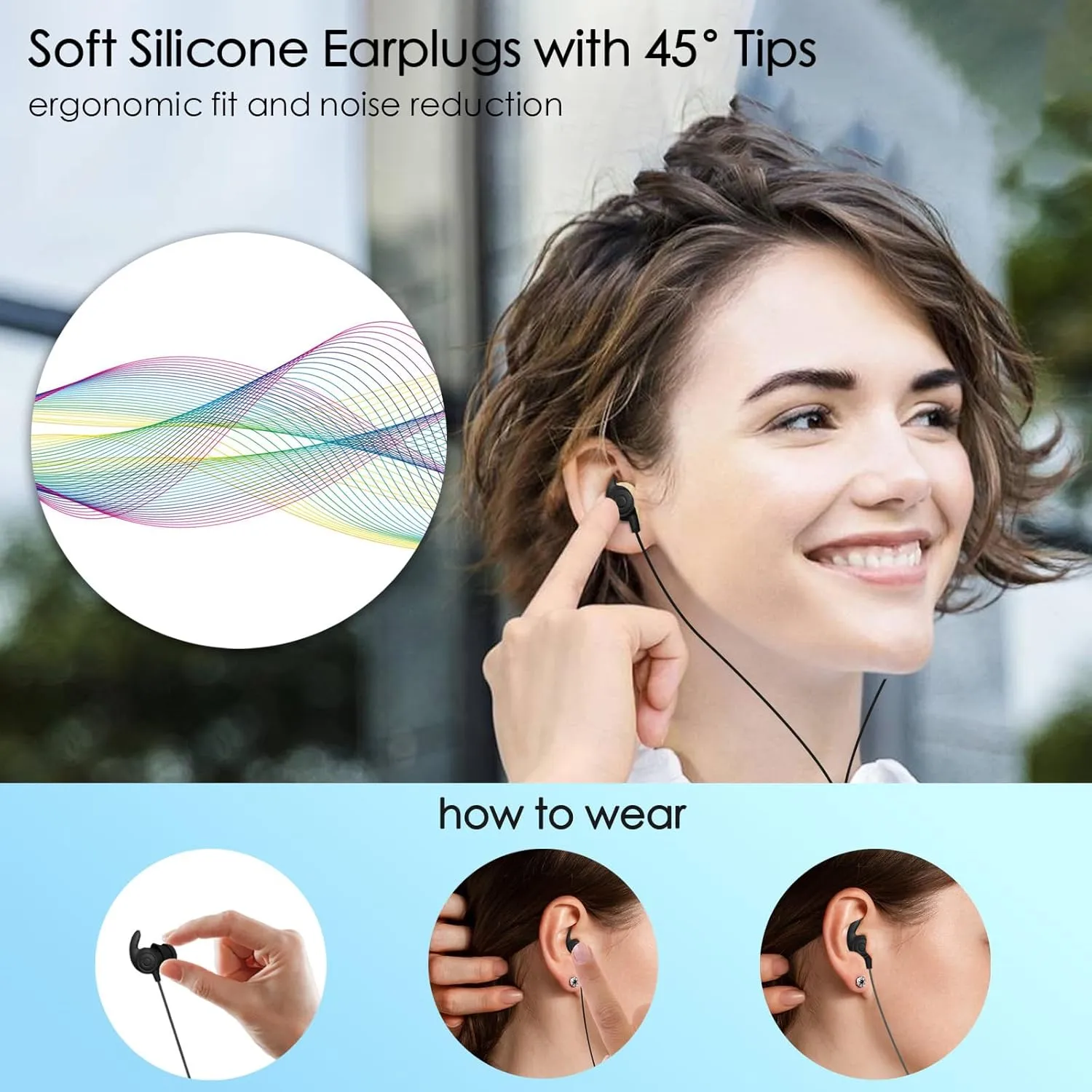 Hmusic Sleep Earphones, Noise Isolation 3.5mm Sleep Headphones Wired, Lightweight Soft Silicone Earbuds with Mic for Insomnia, Side Sleeper, Snoring, Air Travel, Yoga, Relaxation, Meditation (Black)