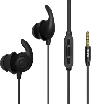 Hmusic Sleep Earphones, Noise Isolation 3.5mm Sleep Headphones Wired, Lightweight Soft Silicone Earbuds with Mic for Insomnia, Side Sleeper, Snoring, Air Travel, Yoga, Relaxation, Meditation (Black)
