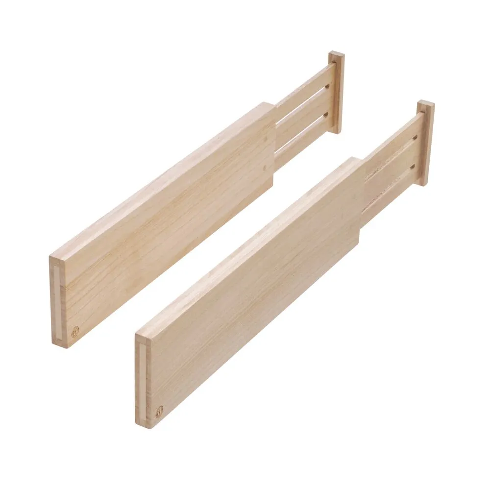 iDesign EcoWood Natural Paulownia Wood Expandable Tall Drawer Divider Inserts (Set of 2)