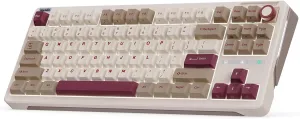 iLovBee B87 Wireless Mechanical Keyboard, 75% Percent Gaming Keyboard with Bluetooth/2.4GHz/USB Wired, RGB Creamy Keyboards with Knob, QMK/VIA, Gasket Mount Hot Swappable Linear Switch, Retro Red