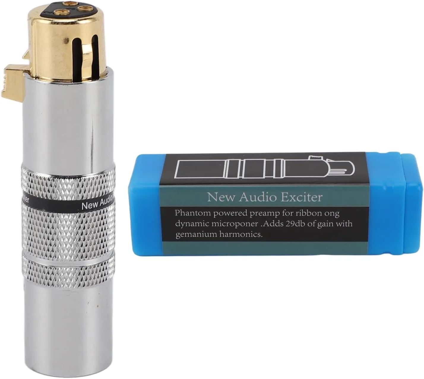Inline Microphone Preamplifier Professional Mic Booster in line Pream, for Dynamic and Ribbon Microphones, Balanced 3 Core XLR Port, Enhance Add Clarity to Your Recording Studio