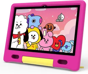 Kids Tablet 10 inch, Tablet for Kids with Protective Case, 2 32GB Storage(512GB Expand), Quad-Core, 5G WiFi, Google Kids Space, Parental Control, YouTube Kids, Educational Apps (Red)