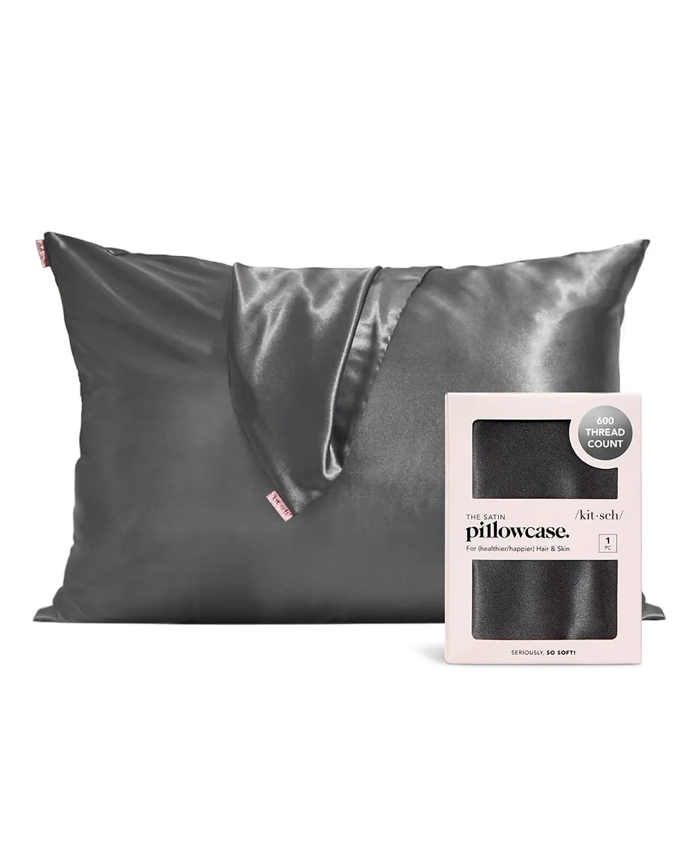 Kitsch Satin Pillowcase with Zipper for Hair & Skin, Softer Than Silk Pillow Cases Queen, Smooth Pillow Covers, Machine Washable, Wrinkle-Free, Cooling Satin Pillow Cases Standard Size 19"x26", Ivory