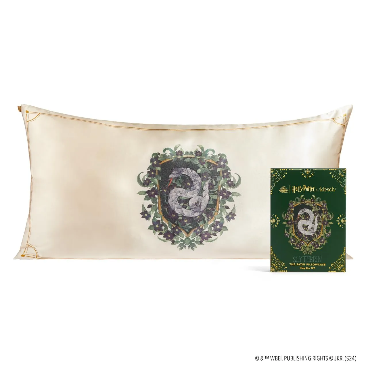 Kitsch Satin Pillowcase with Zipper for Hair & Skin, Softer Than Silk Pillow Cases Queen, Smooth Pillow Covers, Machine Washable, Wrinkle-Free, Cooling Satin Pillow Cases Standard Size 19"x26", Ivory