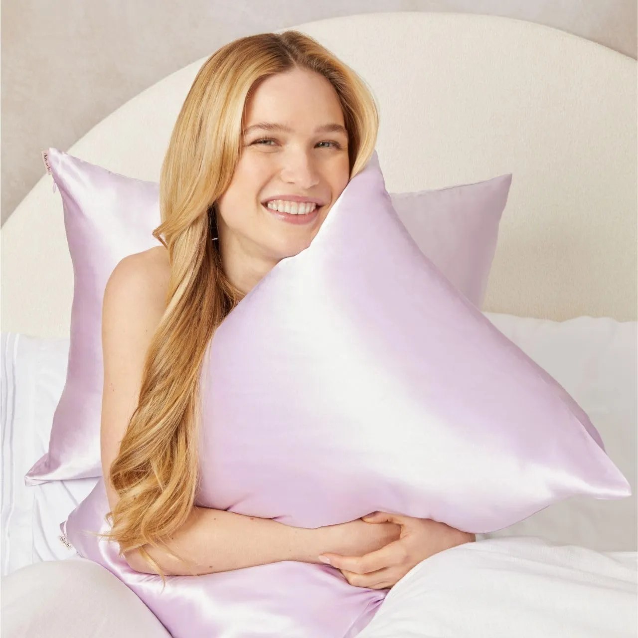 Kitsch Satin Pillowcase with Zipper for Hair & Skin, Softer Than Silk Pillow Cases Queen, Smooth Pillow Covers, Machine Washable, Wrinkle-Free, Cooling Satin Pillow Cases Standard Size 19"x26", Ivory