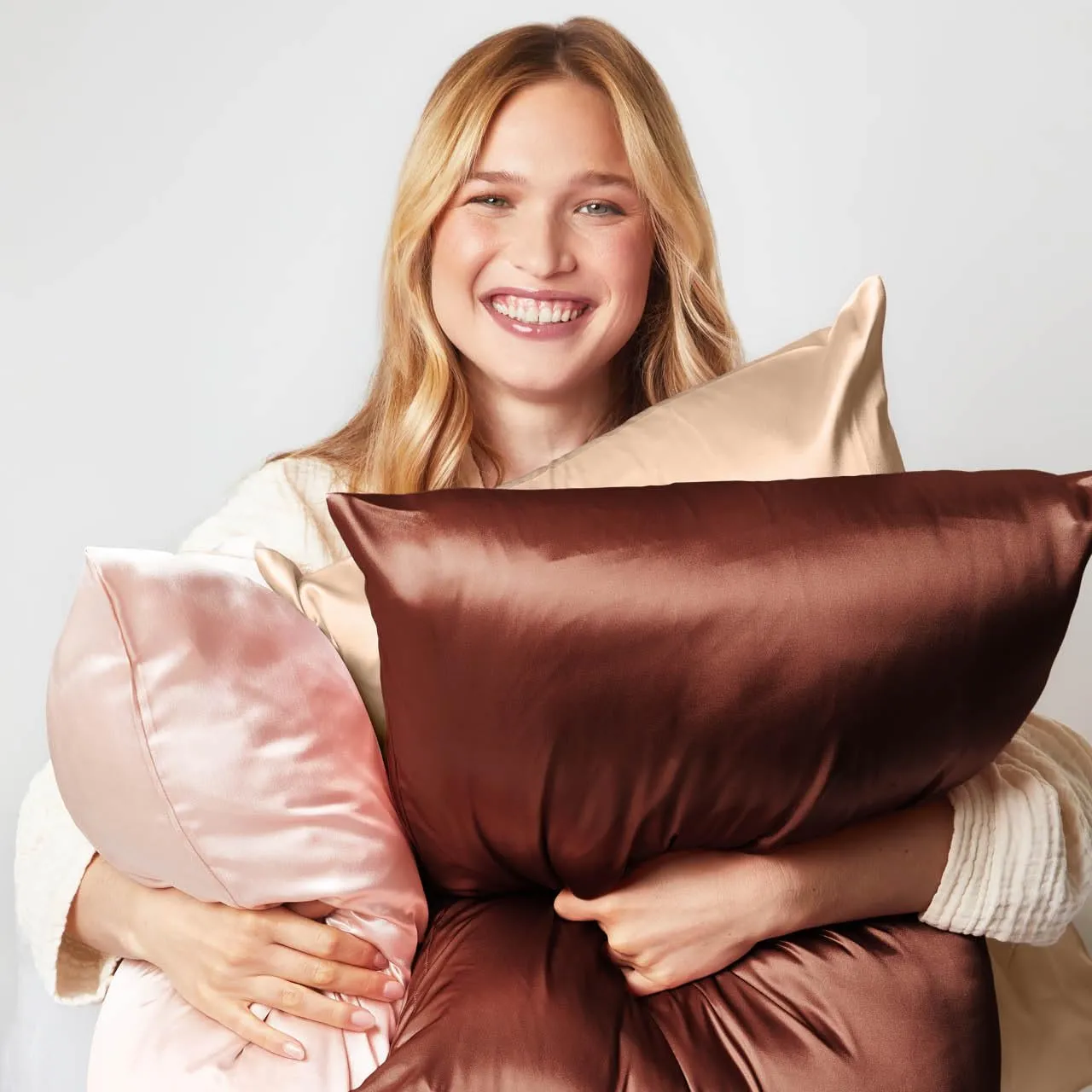 Kitsch Satin Pillowcase with Zipper for Hair & Skin, Softer Than Silk Pillow Cases Queen, Smooth Pillow Covers, Machine Washable, Wrinkle-Free, Cooling Satin Pillow Cases Standard Size 19"x26", Ivory