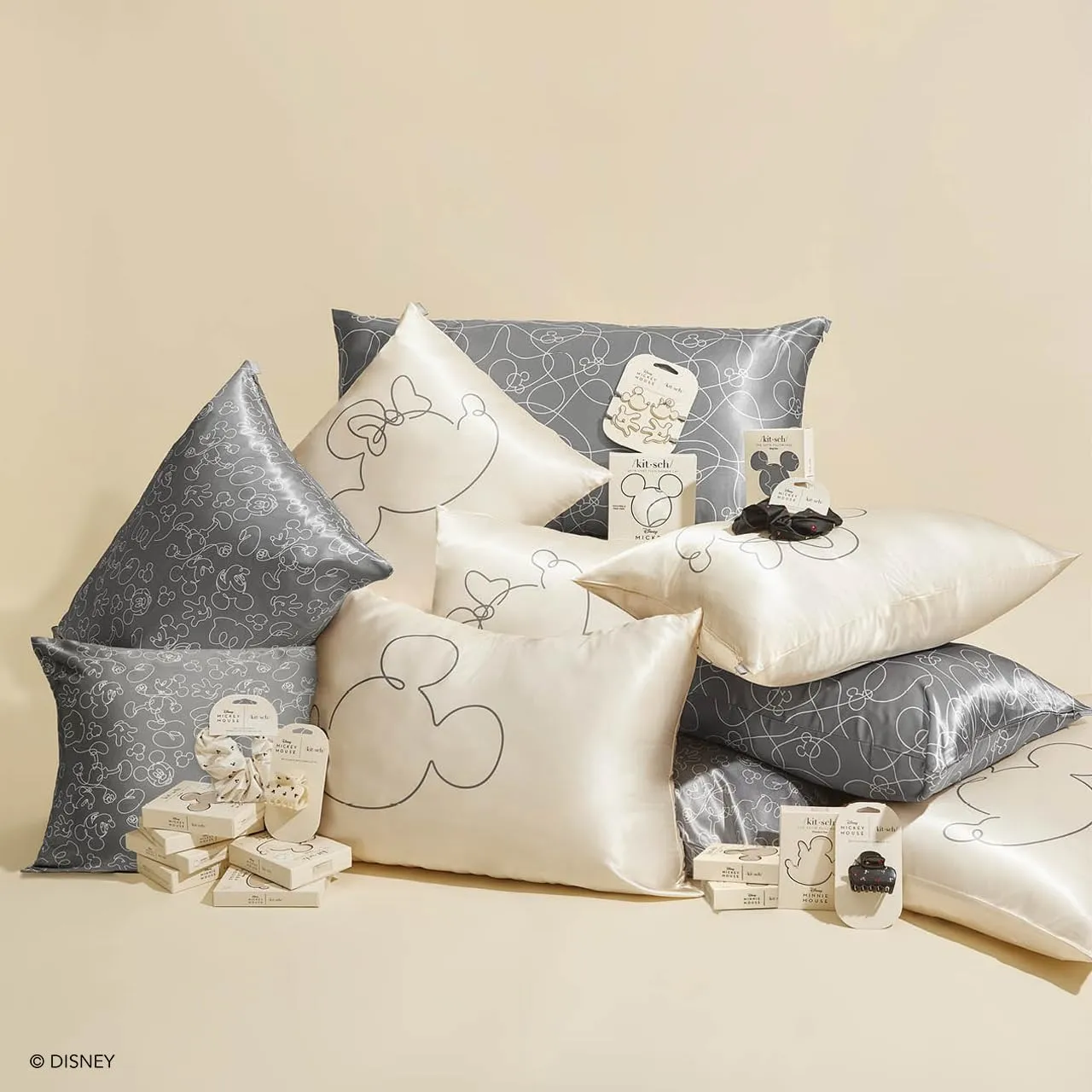 Kitsch Satin Pillowcase with Zipper for Hair & Skin, Softer Than Silk Pillow Cases Queen, Smooth Pillow Covers, Machine Washable, Wrinkle-Free, Cooling Satin Pillow Cases Standard Size 19"x26", Ivory