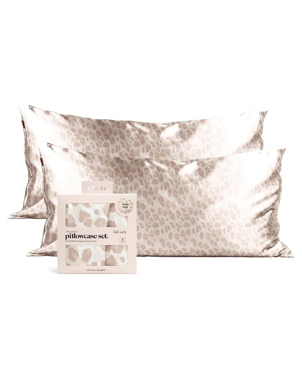 Kitsch Satin Pillowcase with Zipper for Hair & Skin, Softer Than Silk Pillow Cases Queen, Smooth Pillow Covers, Machine Washable, Wrinkle-Free, Cooling Satin Pillow Cases Standard Size 19"x26", Ivory