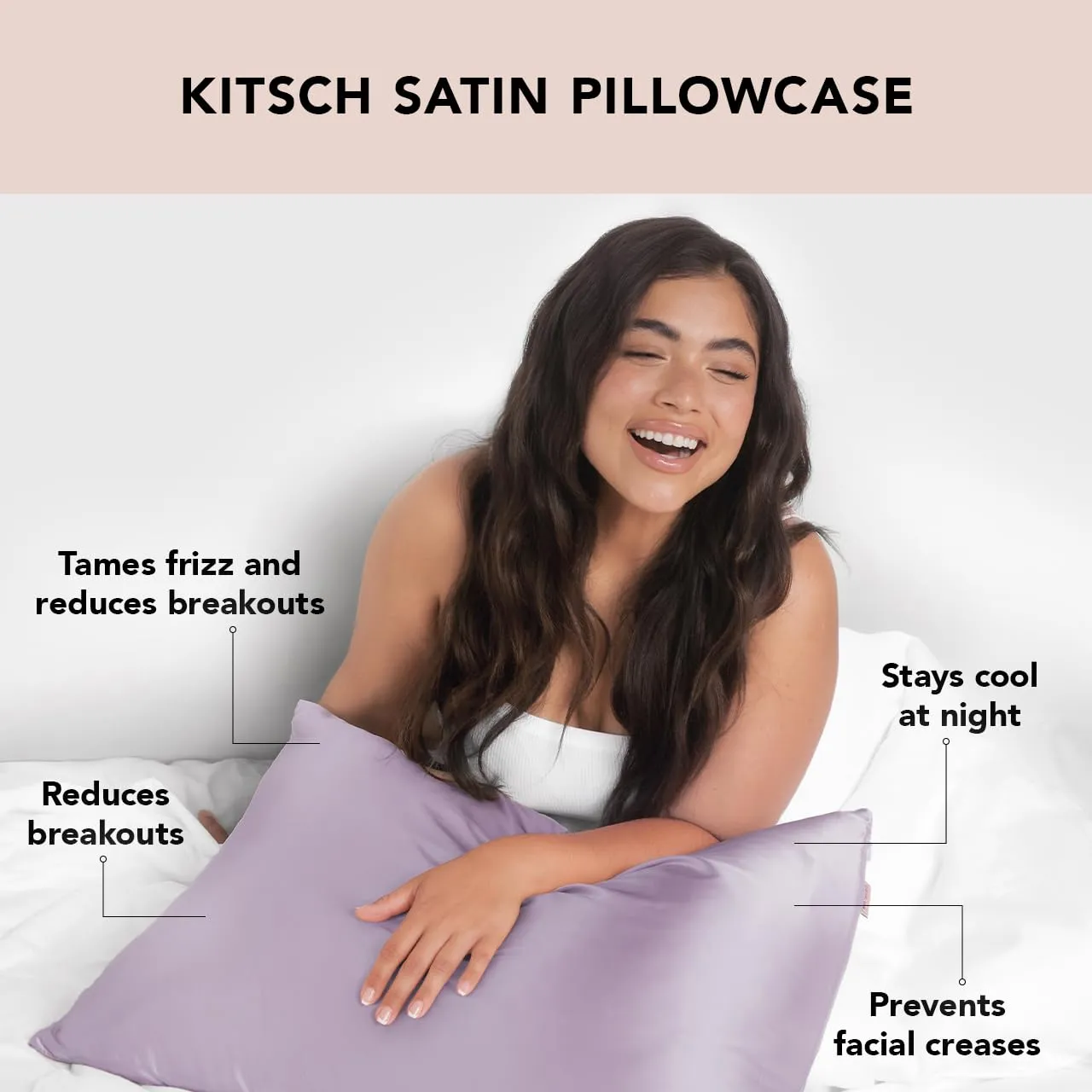 Kitsch Satin Pillowcase with Zipper for Hair & Skin, Softer Than Silk Pillow Cases Queen, Smooth Pillow Covers, Machine Washable, Wrinkle-Free, Cooling Satin Pillow Cases Standard Size 19"x26", Ivory
