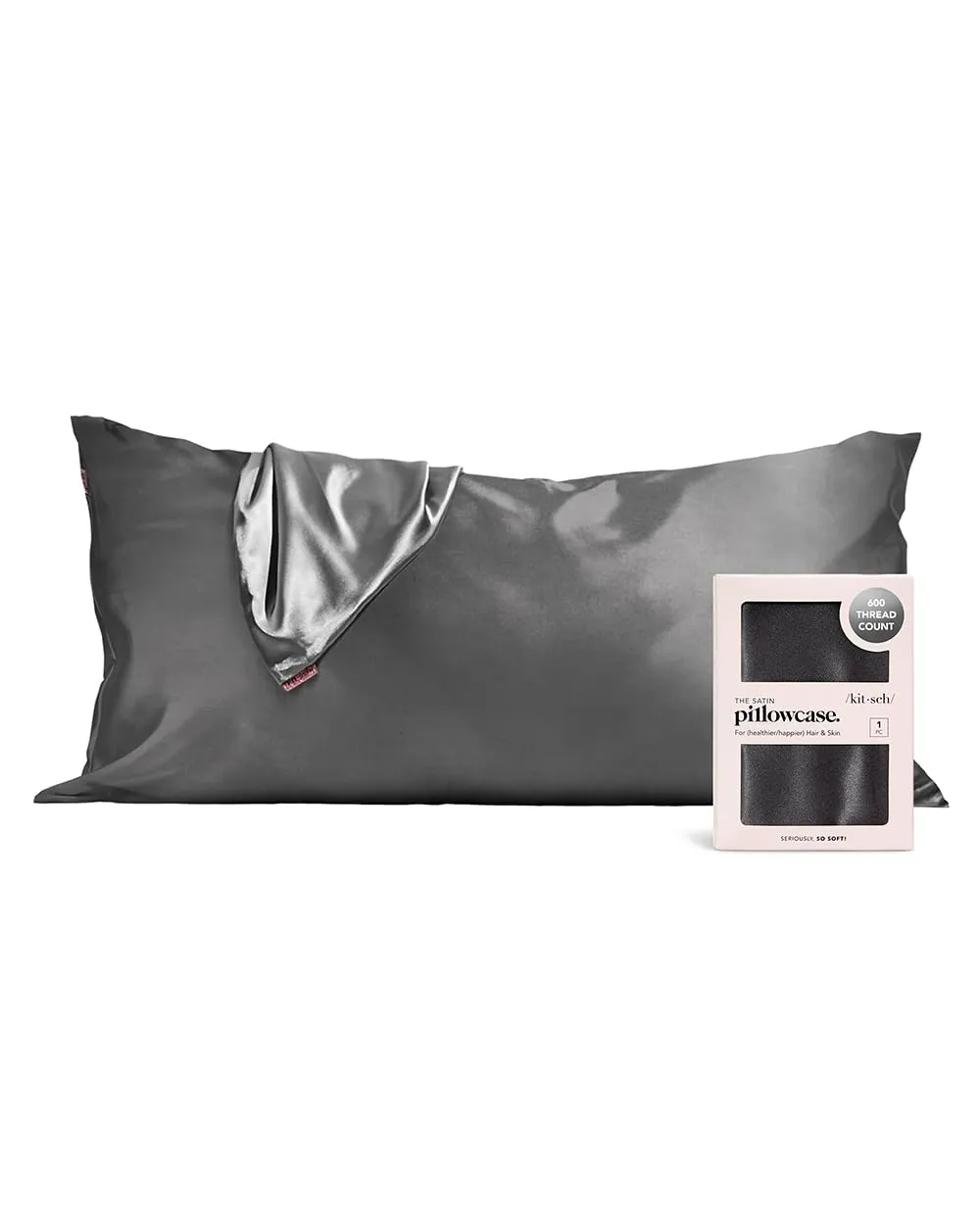 Kitsch Satin Pillowcase with Zipper for Hair & Skin, Softer Than Silk Pillow Cases Queen, Smooth Pillow Covers, Machine Washable, Wrinkle-Free, Cooling Satin Pillow Cases Standard Size 19"x26", Ivory
