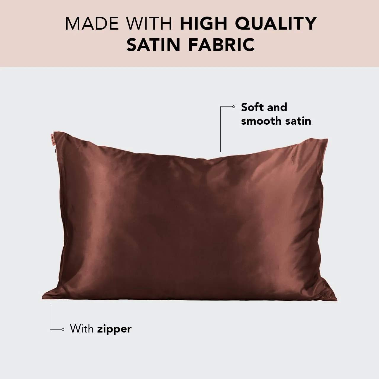 Kitsch Satin Pillowcase with Zipper for Hair & Skin, Softer Than Silk Pillow Cases Queen, Smooth Pillow Covers, Machine Washable, Wrinkle-Free, Cooling Satin Pillow Cases Standard Size 19"x26", Ivory