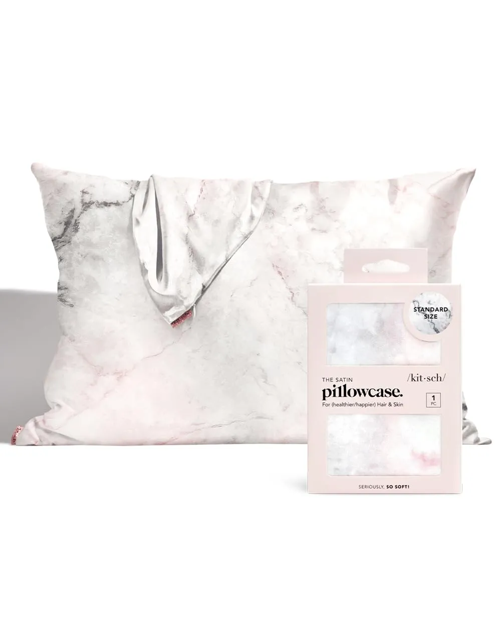 Kitsch Satin Pillowcase with Zipper for Hair & Skin, Softer Than Silk Pillow Cases Queen, Smooth Pillow Covers, Machine Washable, Wrinkle-Free, Cooling Satin Pillow Cases Standard Size 19"x26", Ivory
