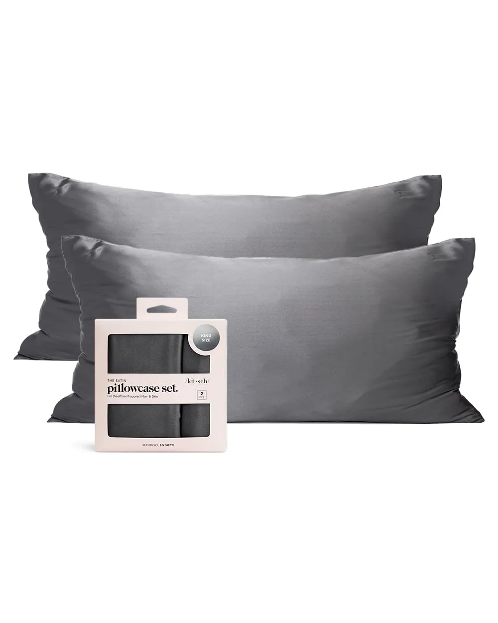 Kitsch Satin Pillowcase with Zipper for Hair & Skin, Softer Than Silk Pillow Cases Queen, Smooth Pillow Covers, Machine Washable, Wrinkle-Free, Cooling Satin Pillow Cases Standard Size 19"x26", Ivory