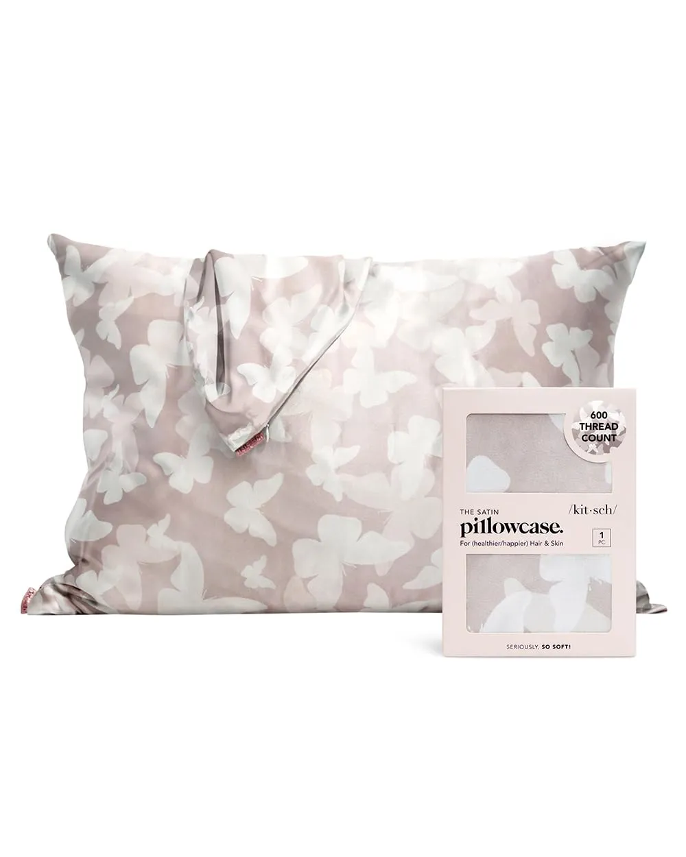 Kitsch Satin Pillowcase with Zipper for Hair & Skin, Softer Than Silk Pillow Cases Queen, Smooth Pillow Covers, Machine Washable, Wrinkle-Free, Cooling Satin Pillow Cases Standard Size 19"x26", Ivory