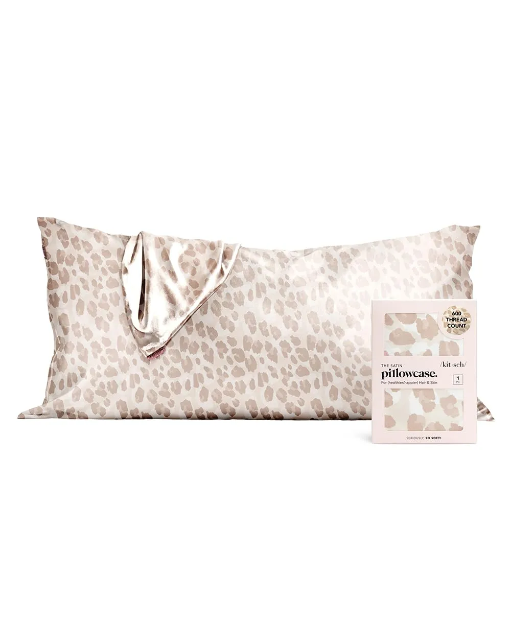 Kitsch Satin Pillowcase with Zipper for Hair & Skin, Softer Than Silk Pillow Cases Queen, Smooth Pillow Covers, Machine Washable, Wrinkle-Free, Cooling Satin Pillow Cases Standard Size 19"x26", Ivory