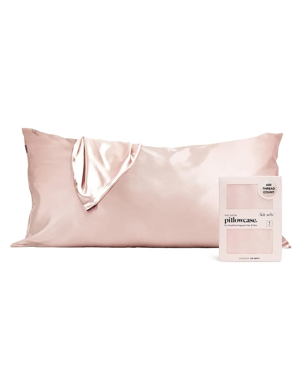 Kitsch Satin Pillowcase with Zipper for Hair & Skin, Softer Than Silk Pillow Cases Queen, Smooth Pillow Covers, Machine Washable, Wrinkle-Free, Cooling Satin Pillow Cases Standard Size 19"x26", Ivory