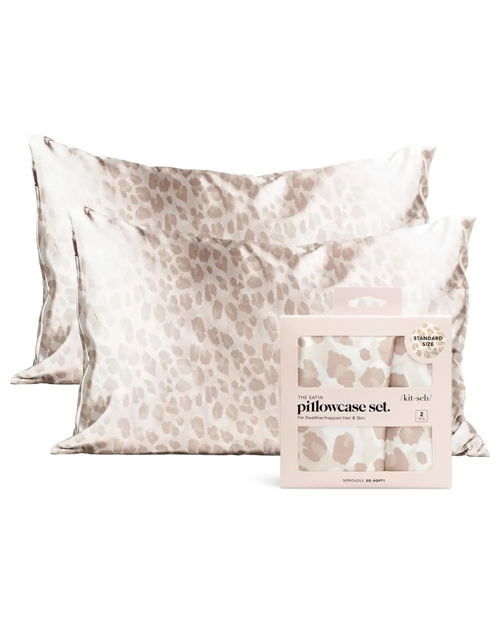 Kitsch Satin Pillowcase with Zipper for Hair & Skin, Softer Than Silk Pillow Cases Queen, Smooth Pillow Covers, Machine Washable, Wrinkle-Free, Cooling Satin Pillow Cases Standard Size 19"x26", Ivory