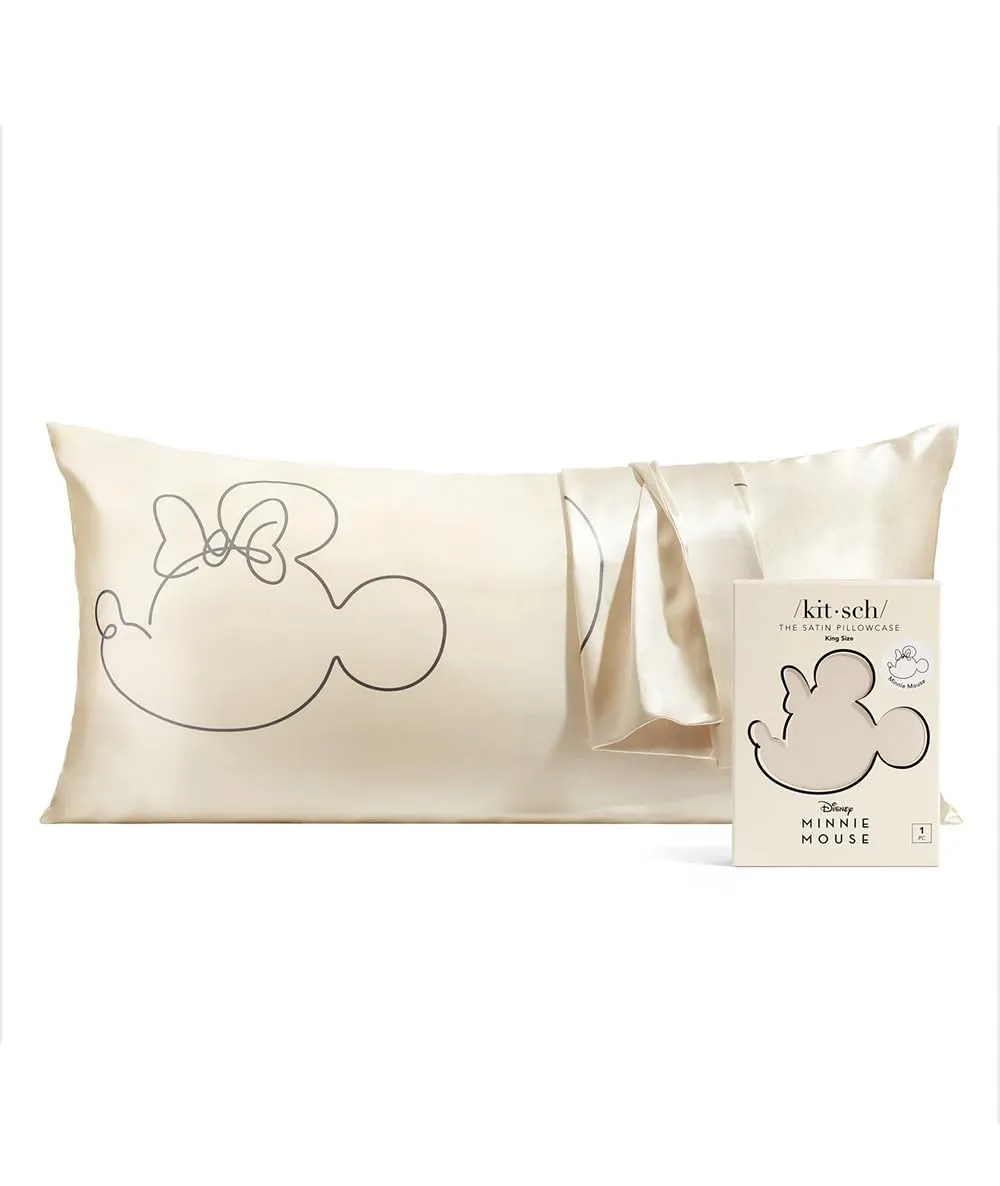 Kitsch Satin Pillowcase with Zipper for Hair & Skin, Softer Than Silk Pillow Cases Queen, Smooth Pillow Covers, Machine Washable, Wrinkle-Free, Cooling Satin Pillow Cases Standard Size 19"x26", Ivory