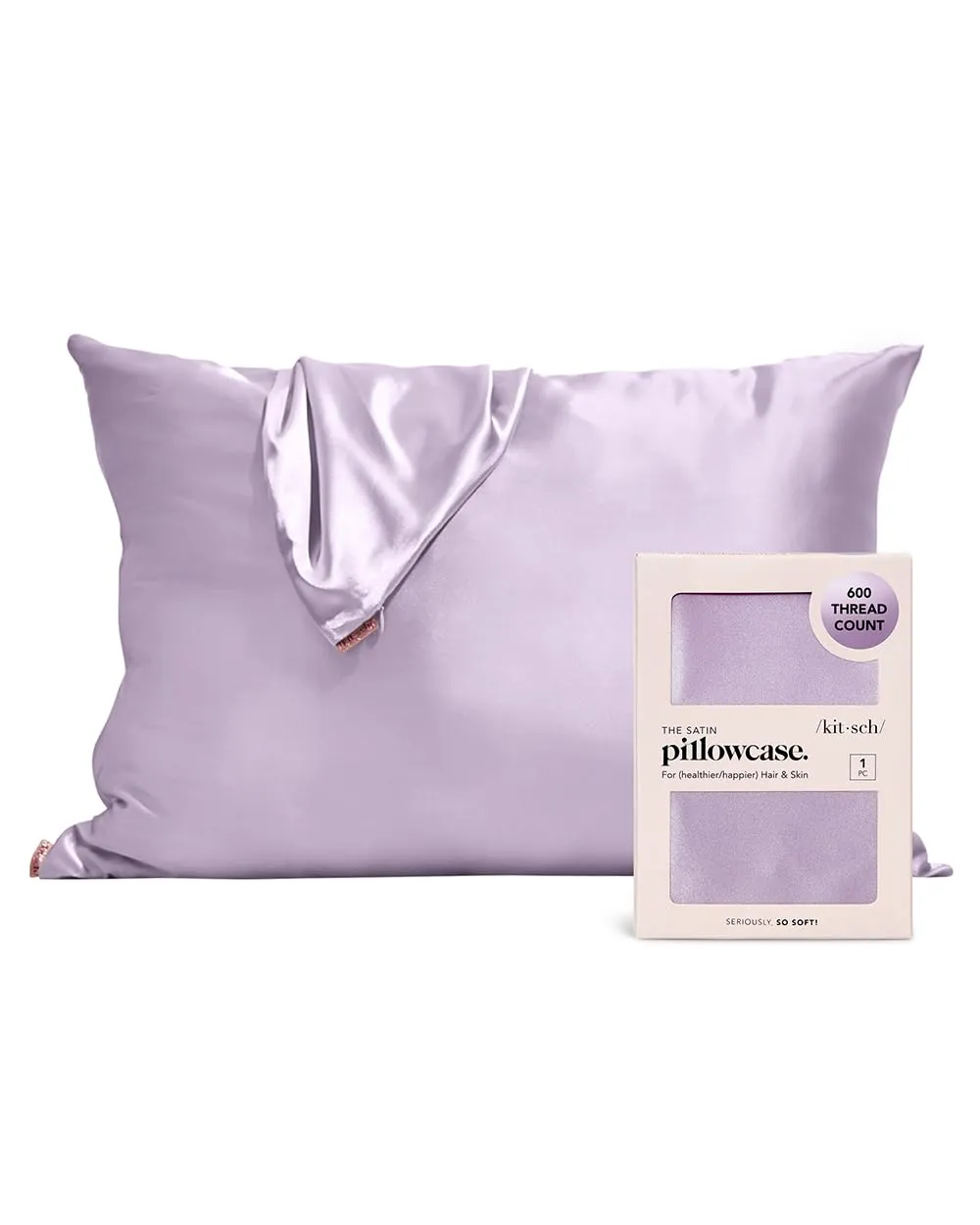 Kitsch Satin Pillowcase with Zipper for Hair & Skin, Softer Than Silk Pillow Cases Queen, Smooth Pillow Covers, Machine Washable, Wrinkle-Free, Cooling Satin Pillow Cases Standard Size 19"x26", Ivory