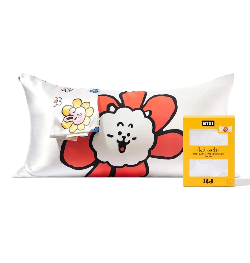 Kitsch Satin Pillowcase with Zipper for Hair & Skin, Softer Than Silk Pillow Cases Queen, Smooth Pillow Covers, Machine Washable, Wrinkle-Free, Cooling Satin Pillow Cases Standard Size 19"x26", Ivory
