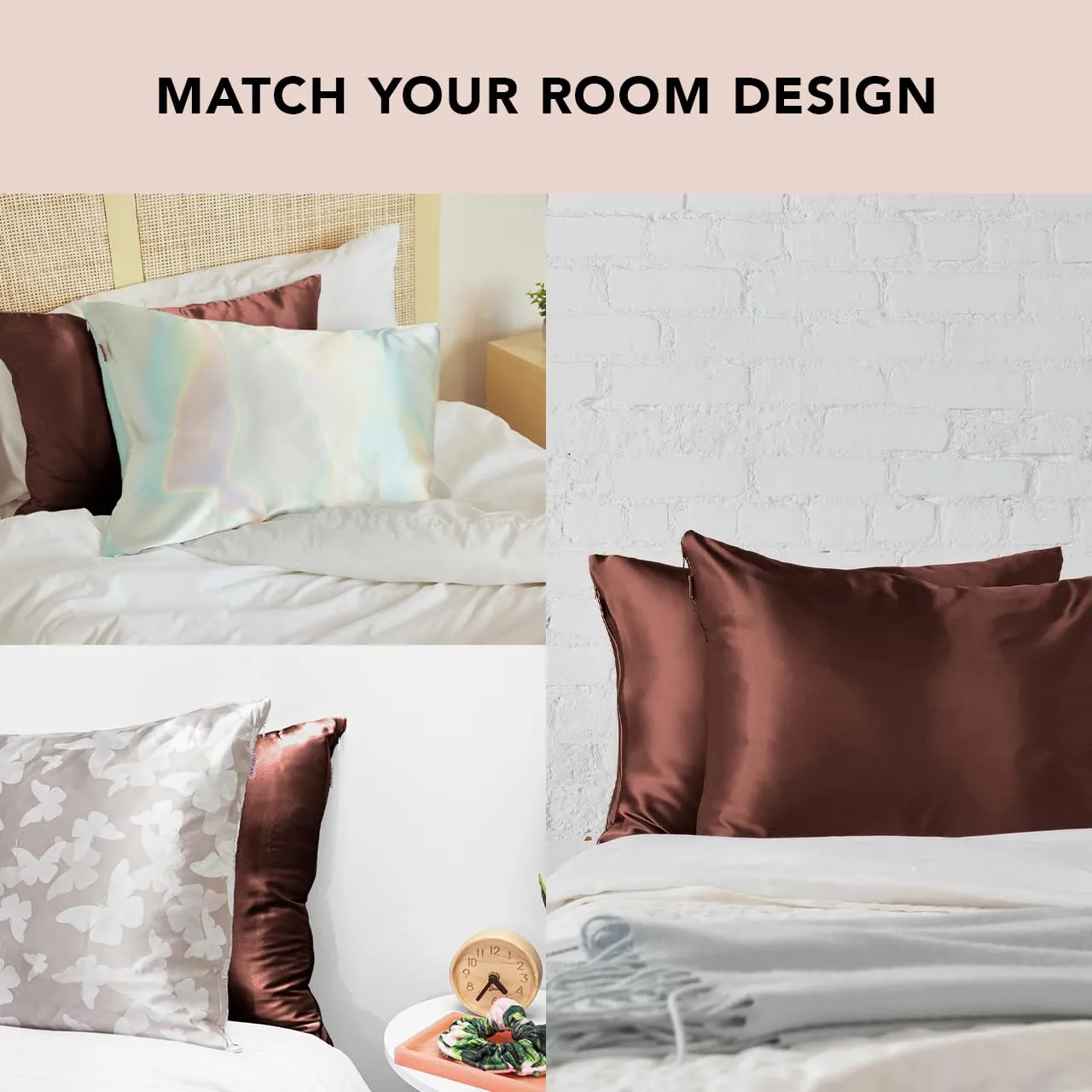 Kitsch Satin Pillowcase with Zipper for Hair & Skin, Softer Than Silk Pillow Cases Queen, Smooth Pillow Covers, Machine Washable, Wrinkle-Free, Cooling Satin Pillow Cases Standard Size 19"x26", Ivory