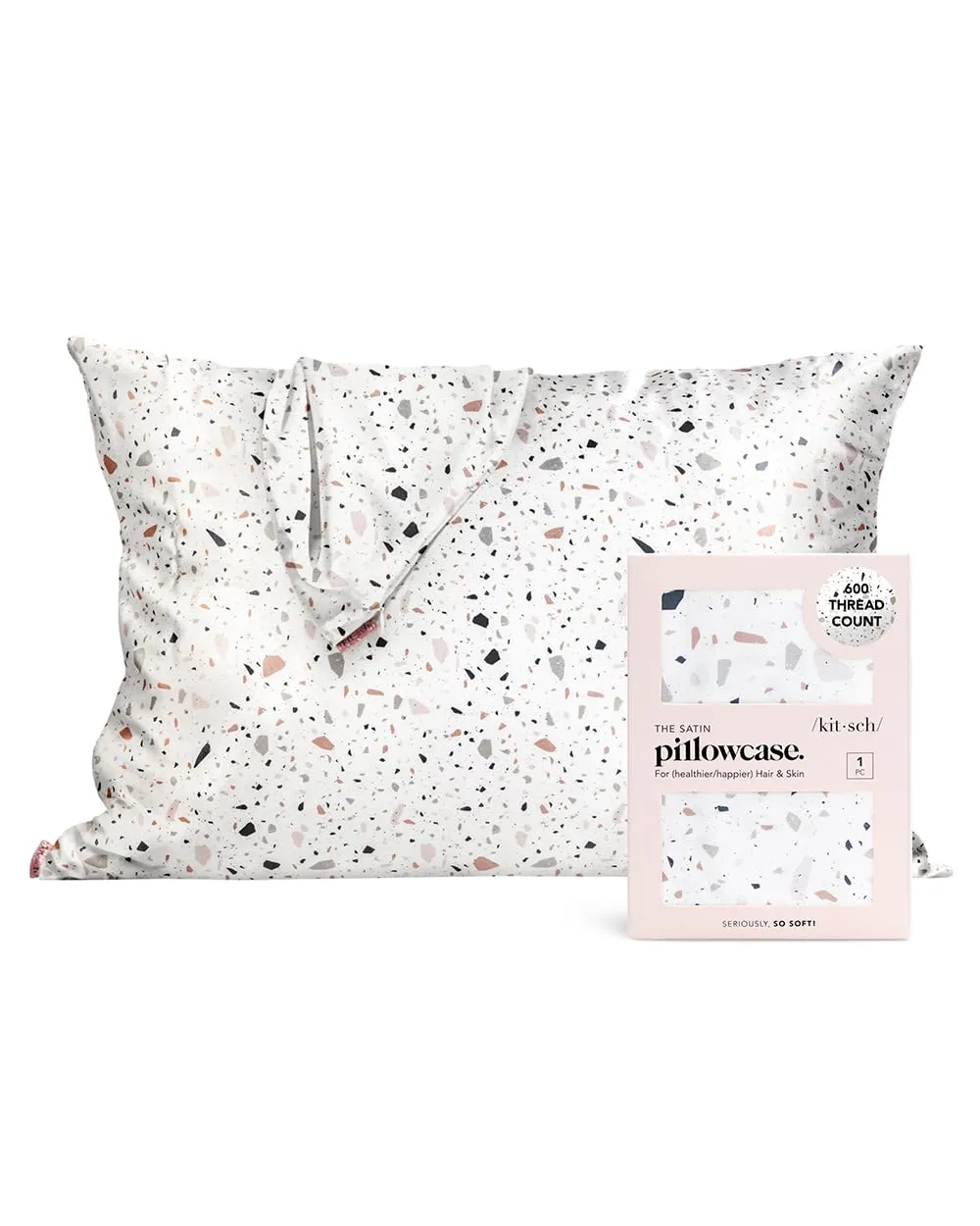Kitsch Satin Pillowcase with Zipper for Hair & Skin, Softer Than Silk Pillow Cases Queen, Smooth Pillow Covers, Machine Washable, Wrinkle-Free, Cooling Satin Pillow Cases Standard Size 19"x26", Ivory