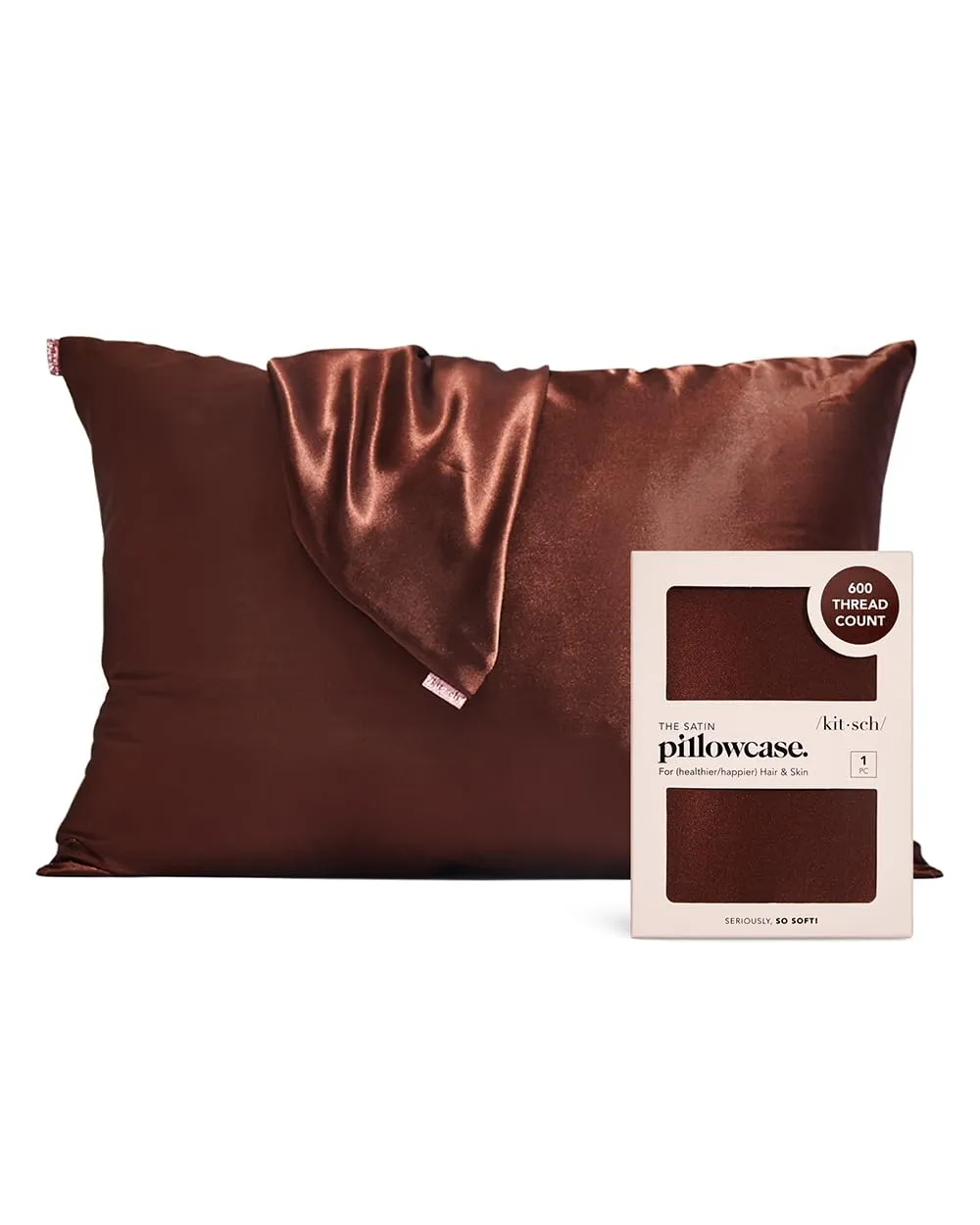 Kitsch Satin Pillowcase with Zipper for Hair & Skin, Softer Than Silk Pillow Cases Queen, Smooth Pillow Covers, Machine Washable, Wrinkle-Free, Cooling Satin Pillow Cases Standard Size 19"x26", Ivory