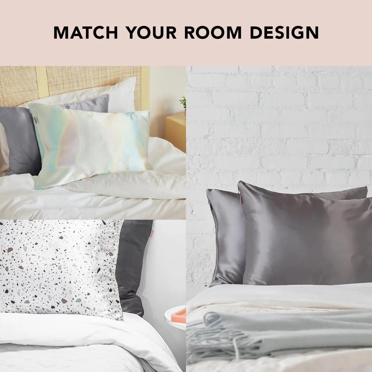 Kitsch Satin Pillowcase with Zipper for Hair & Skin, Softer Than Silk Pillow Cases Queen, Smooth Pillow Covers, Machine Washable, Wrinkle-Free, Cooling Satin Pillow Cases Standard Size 19"x26", Ivory