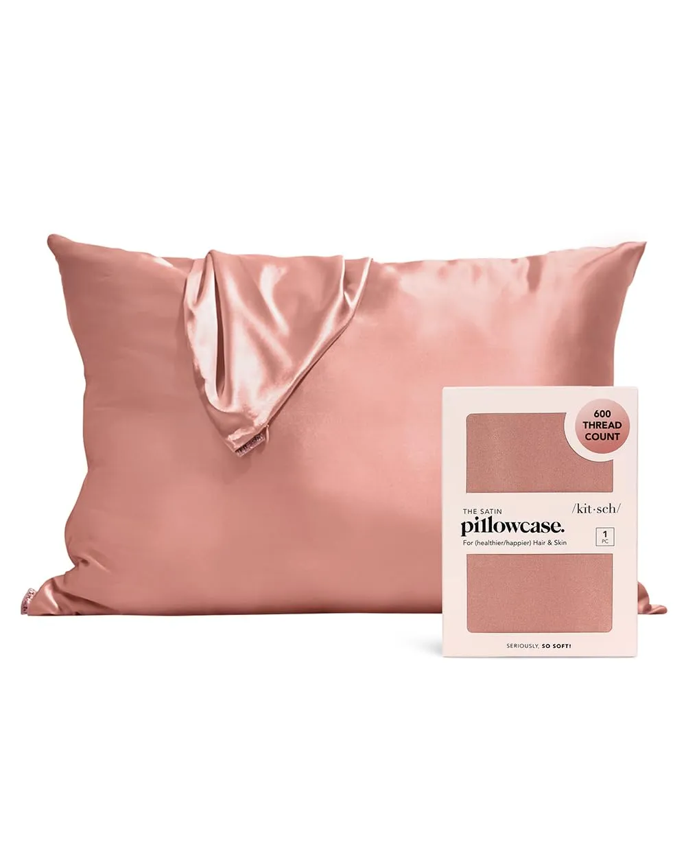 Kitsch Satin Pillowcase with Zipper for Hair & Skin, Softer Than Silk Pillow Cases Queen, Smooth Pillow Covers, Machine Washable, Wrinkle-Free, Cooling Satin Pillow Cases Standard Size 19"x26", Ivory