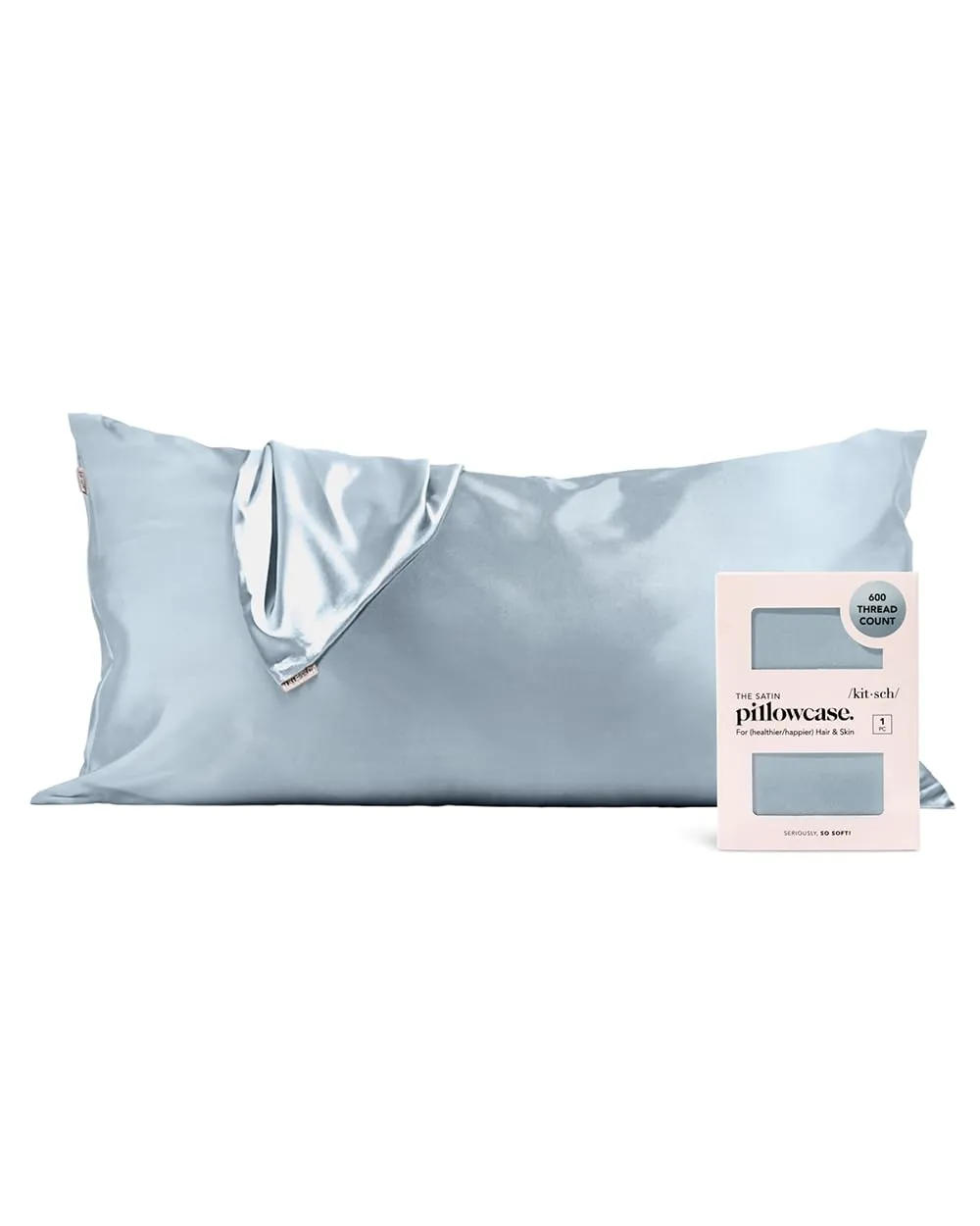 Kitsch Satin Pillowcase with Zipper for Hair & Skin, Softer Than Silk Pillow Cases Queen, Smooth Pillow Covers, Machine Washable, Wrinkle-Free, Cooling Satin Pillow Cases Standard Size 19"x26", Ivory