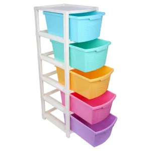 Kuber Industries Storage Drawer Rack | Plastic Modular Drawer Rack for Office | Storage Rack for School | Storage Rack for Toys | Drawers Boxes Storage Rack for Home | 5-Tier | Multicolor