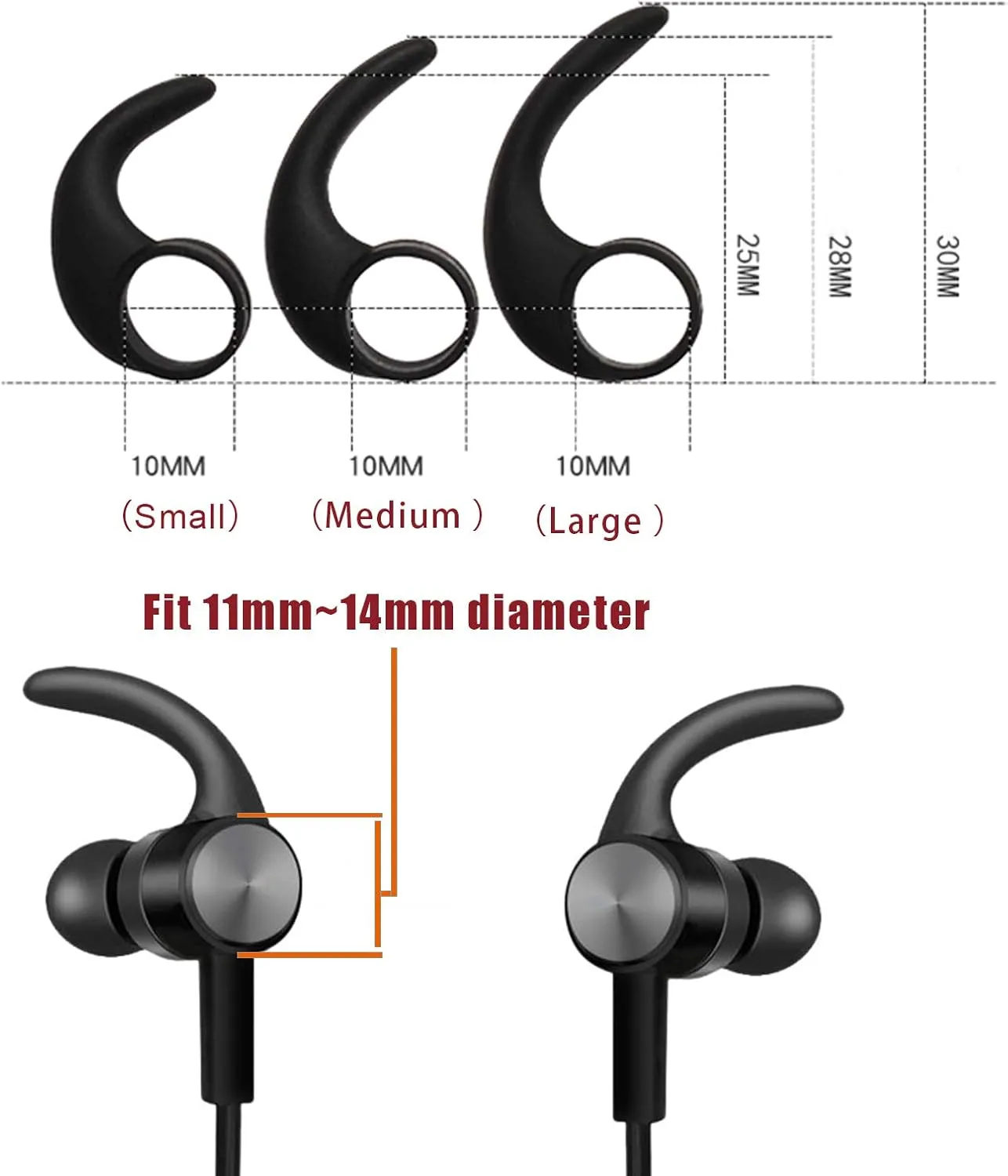 LMS Universal Ear Fins, Premium Memory Foam Earbuds Tips, Silicone Eartips - 3 Pairs Each, 2 Cord Clips