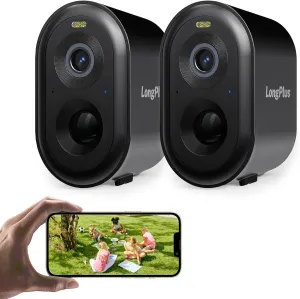 LongPlus Wireless Security Camera Outdoor, 2K WiFi Home Surveillance Indoor Outdoor Camera, AI Motion Detection, Color Night Vision, 2-Way Audio, No Monthly Fee, Work with Alexa, SD/Cloud Storage
