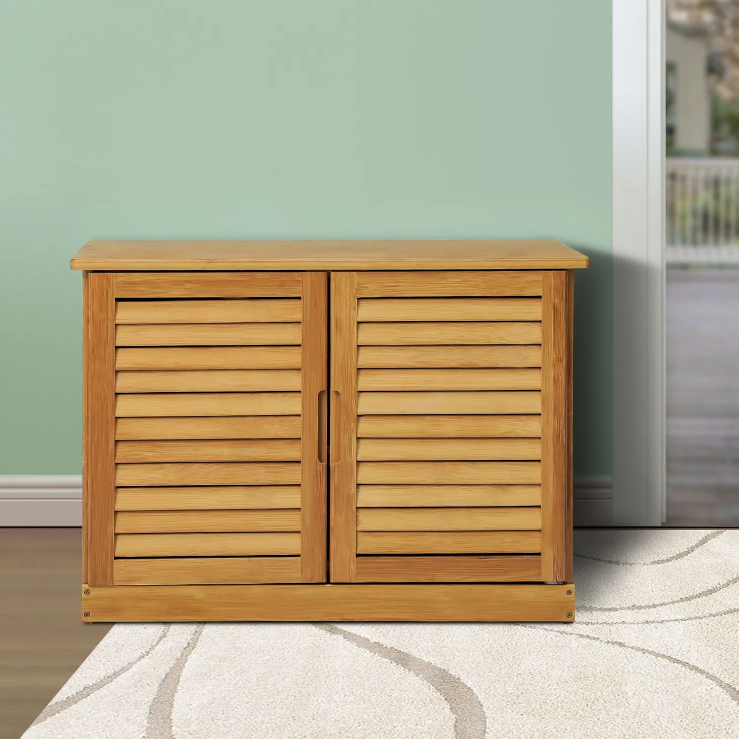 Louver Panel Shoe Changing Cabinet - 26" - Natural