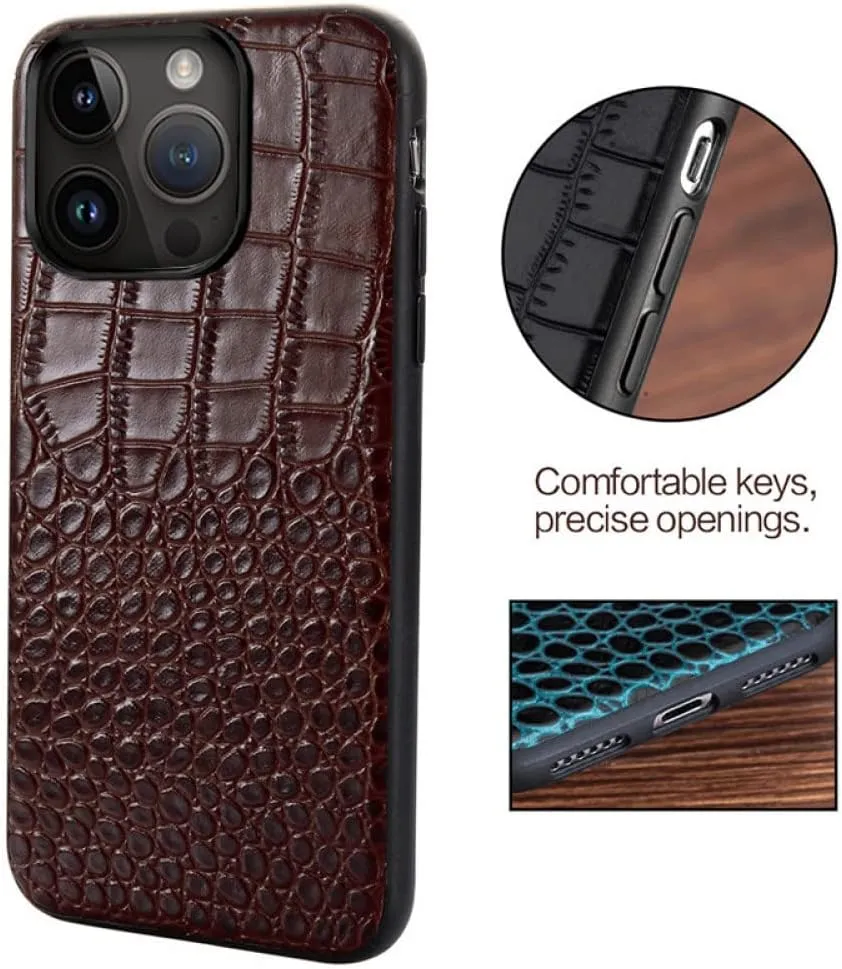 Luxury 3D Crocodile Pattern Leather Phone Case for iPhone 11 12 13 14 Pro Max 14Pro 12 Mini X XR XS 6S 6 7 8 Plus SE 2020 Back Cover,Black,for iPhone 14 Pro