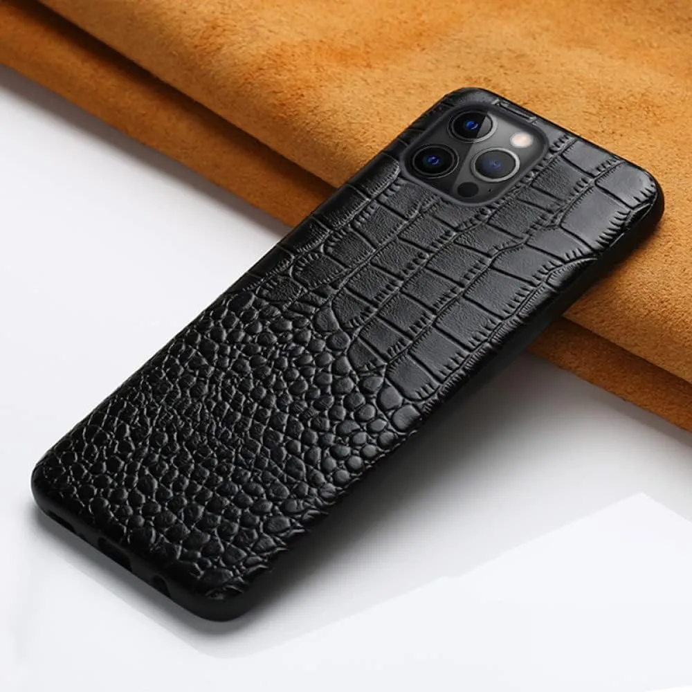 Luxury 3D Crocodile Pattern Leather Phone Case for iPhone 11 12 13 14 Pro Max 14Pro 12 Mini X XR XS 6S 6 7 8 Plus SE 2020 Back Cover,Black,for iPhone 14 Pro