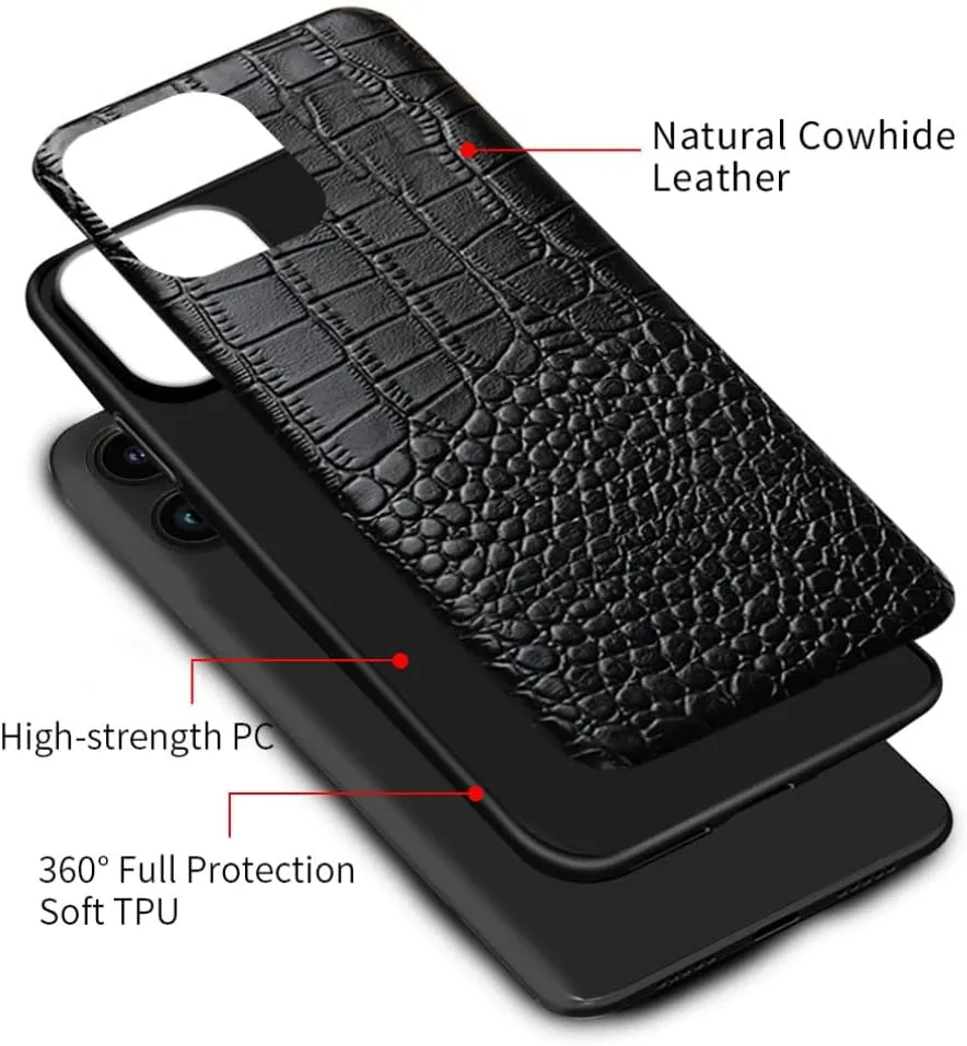 Luxury 3D Crocodile Pattern Leather Phone Case for iPhone 11 12 13 14 Pro Max 14Pro 12 Mini X XR XS 6S 6 7 8 Plus SE 2020 Back Cover,Black,for iPhone 14 Pro