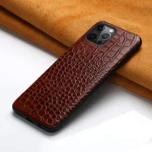 Luxury 3D Crocodile Pattern Leather Phone Case for iPhone 11 12 13 14 Pro Max 14Pro 12 Mini X XR XS 6S 6 7 8 Plus SE 2020 Back Cover,Brown,for iPhone 14 Pro