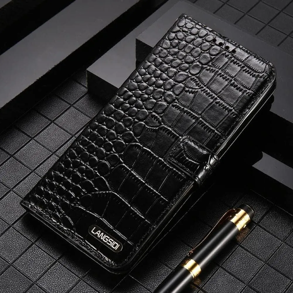 Luxury Crocodile patternLeather Magnetic Phone Flip Case for iPhone 12 11 13 14 Pro Max 13 Mini X XS XR 6 6s 7 8 Plus SE 2020 Card Slot Cover,Black,for iPhone 13